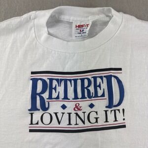 Vintage Tee Jays Hef-T Shirt Adult L White Made in USA Retired Loving It 90s Top